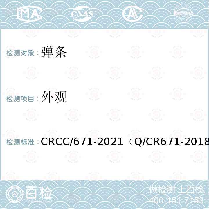 外观 CRCC/671-2021（Q/CR671-2018） 客货共线有砟轨道小阻力扣件
