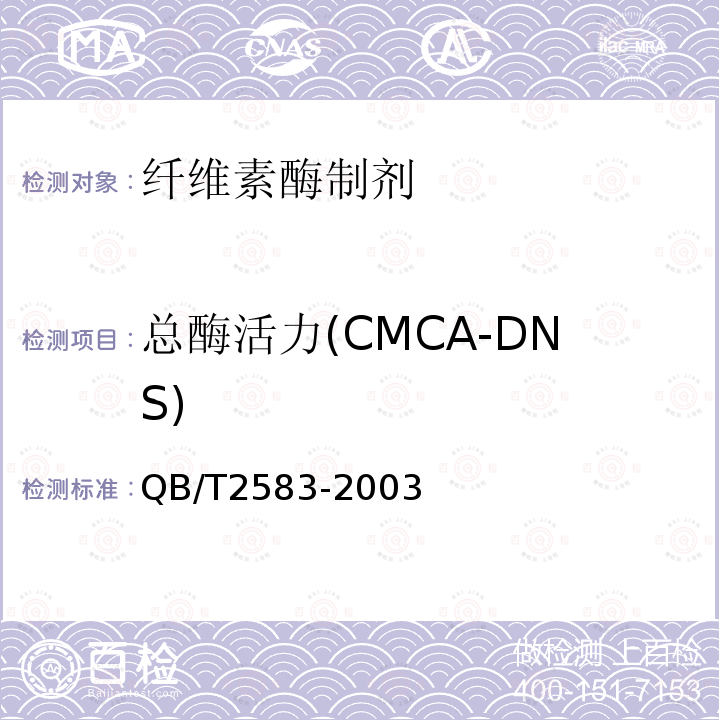 总酶活力(CMCA-DNS) QB/T 2583-2003 【强改推】纤维素酶制剂