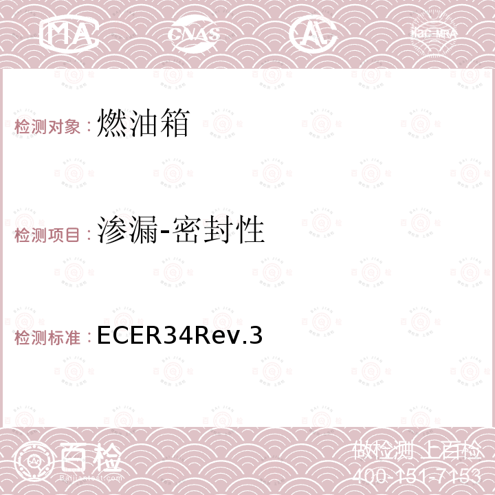 渗漏-密封性 ECER34Rev.3 关于火灾预防方面批准车辆的统一规定