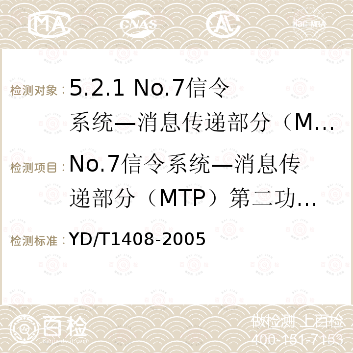 No.7信令系统—消息传递部分（MTP）第二功能级 YD/T 1408-2005 No.7信令与IP的信令网关设备测试方法