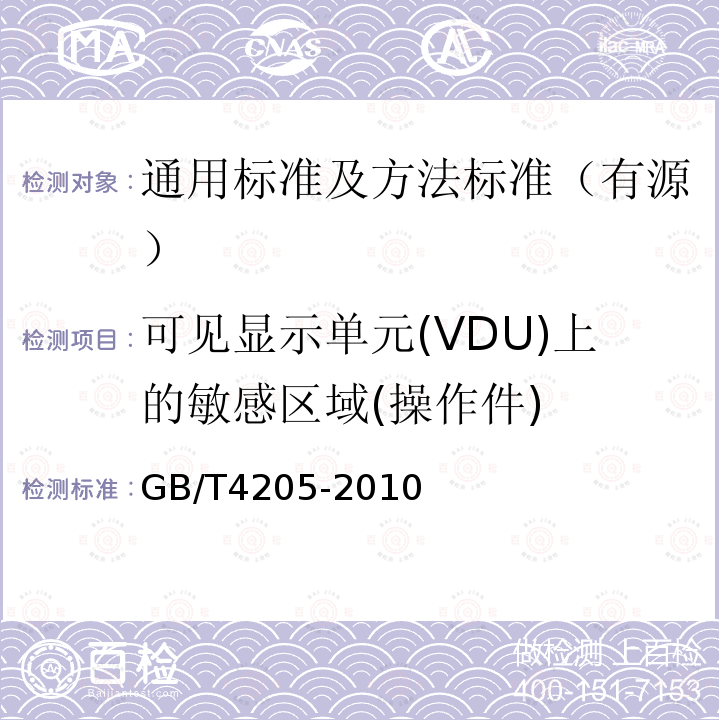 可见显示单元(VDU)上的敏感区域(操作件) GB/T 4205-2010 人机界面标志标识的基本和安全规则 操作规则