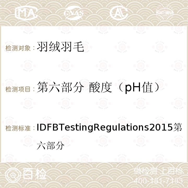 第六部分 酸度（pH值） 国际羽绒羽毛局测试规则  2015