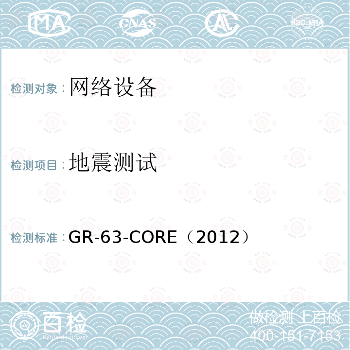 地震测试 GR-63-CORE（2012） 网络设备要求：物理保护