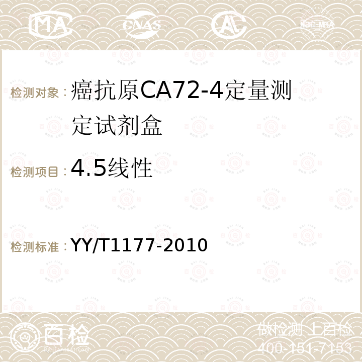 4.5线性 YY/T 1177-2010 癌抗原CA72-4定量测定试剂(盒) 化学发光免疫分析法