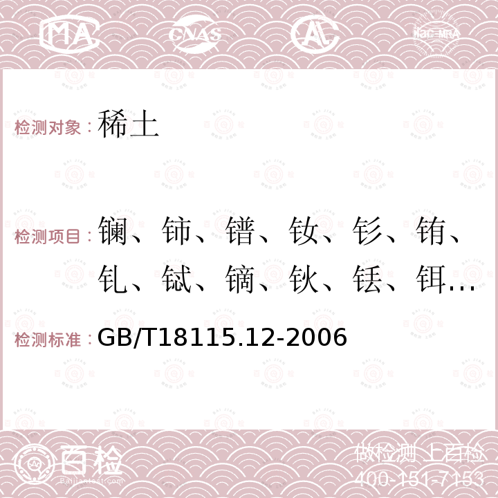 镧、铈、镨、钕、钐、铕、钆、铽、镝、钬、铥、铒、镱和镥 稀土金属及其氧化物中稀土杂质化学分析方法钇中镧、铈、镨、钕、钐、铕、钆、铽、镝、钬、铥、铒、镱和镥量的测定