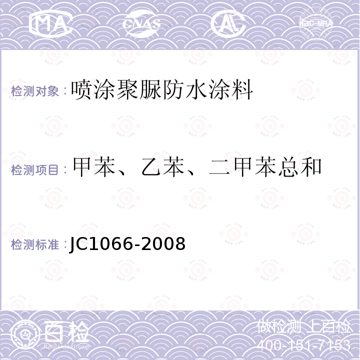 甲苯、乙苯、二甲苯总和 建筑防水涂料中有害物质限量