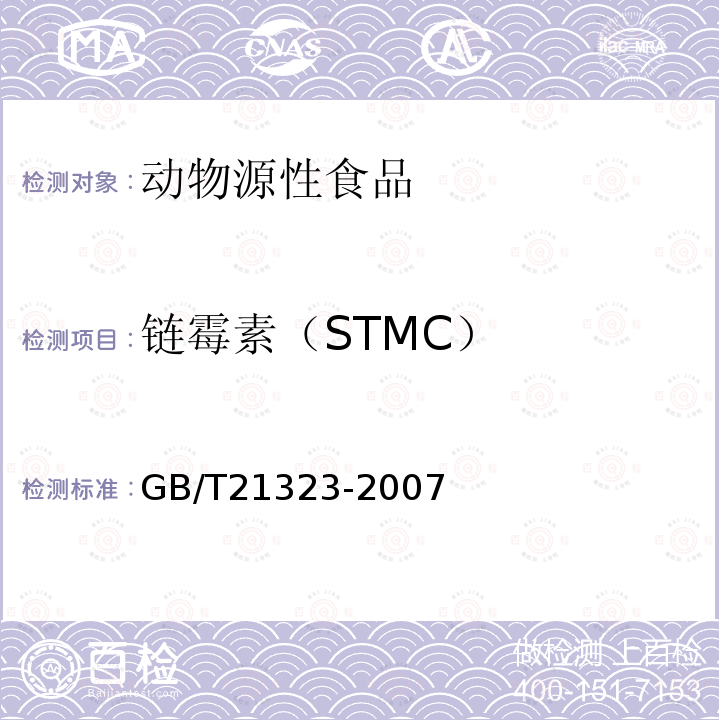 链霉素（STMC） 动物组织中氨基糖苷类药物残留量的测定 高效液相色谱-质谱质谱法