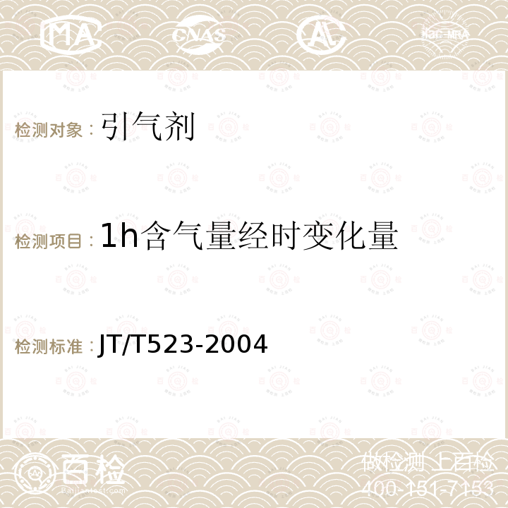 1h含气量经时变化量 公路工程混凝土外加剂 第5.5.3条