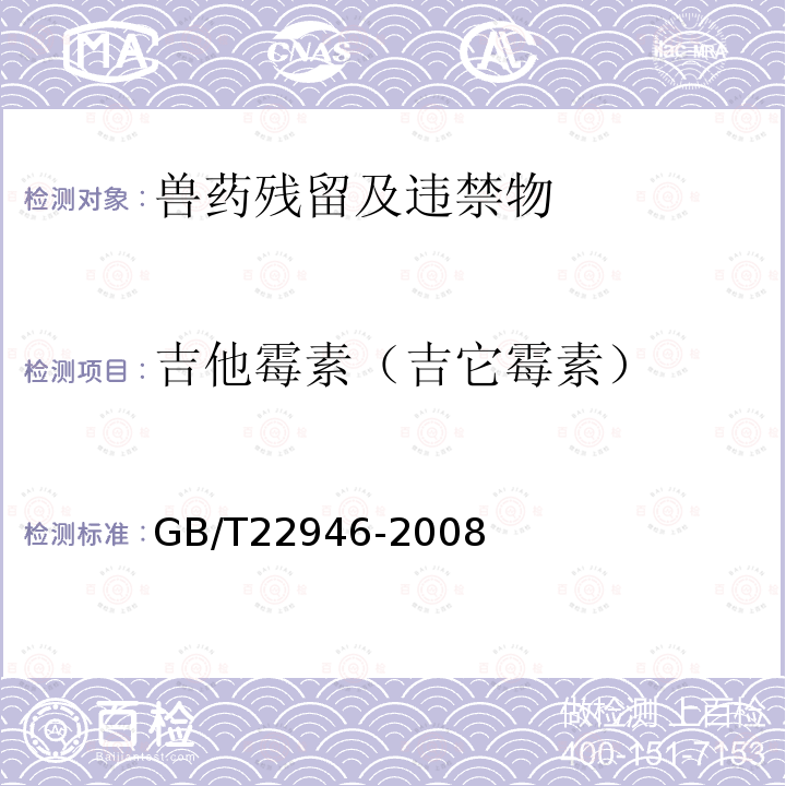 吉他霉素（吉它霉素） 蜂王浆和蜂王浆冻干粉中林可霉素、红霉素、替米考星、泰乐菌素、螺旋霉素、克林霉素、吉他霉素、交沙霉素残留量的测定 液相色谱-串联质谱法