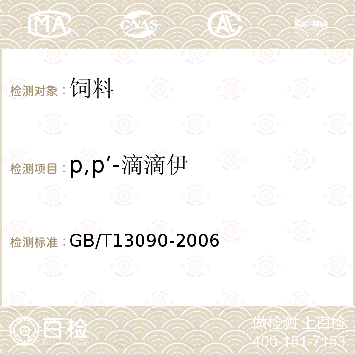 p,p’-滴滴伊 飼料中六六六、滴滴涕的測定