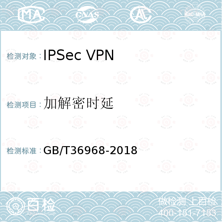 加解密时延 GB/T 36968-2018 信息安全技术 IPSec VPN技术规范