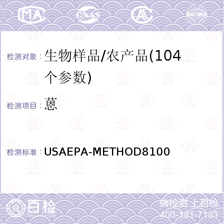 蒽 USAEPA-METHOD8100 多环芳烃的测定  气相色谱法