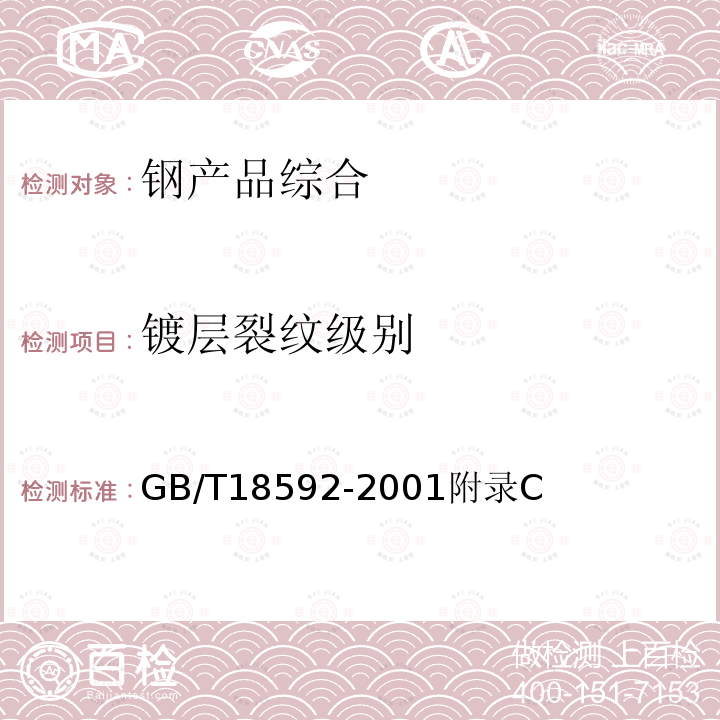 镀层裂纹级别 金属覆盖层 钢铁制品热浸镀铝 技术条件