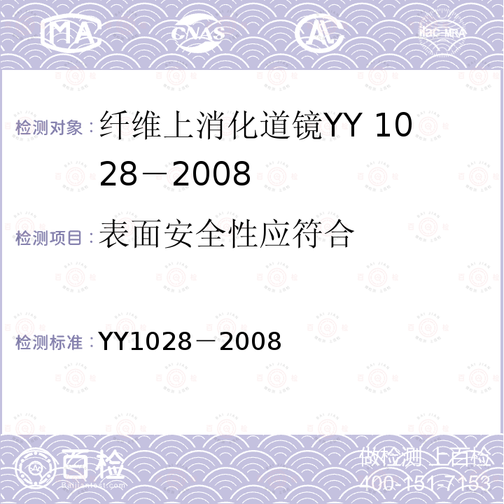 表面安全性应符合 YY/T 1028-2008 【强改推】纤维上消化道内窥镜