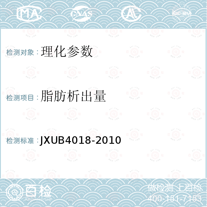 脂肪析出量 JXUB4018-2010 军用午餐肉罐头规范