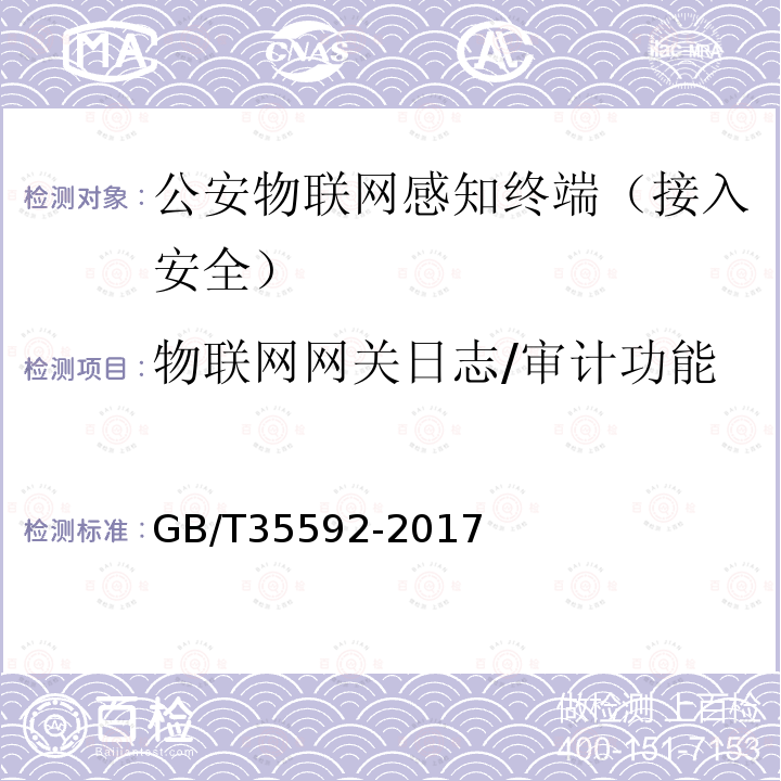 物联网网关日志/审计功能 GB/T 35592-2017 公安物联网感知终端接入安全技术要求