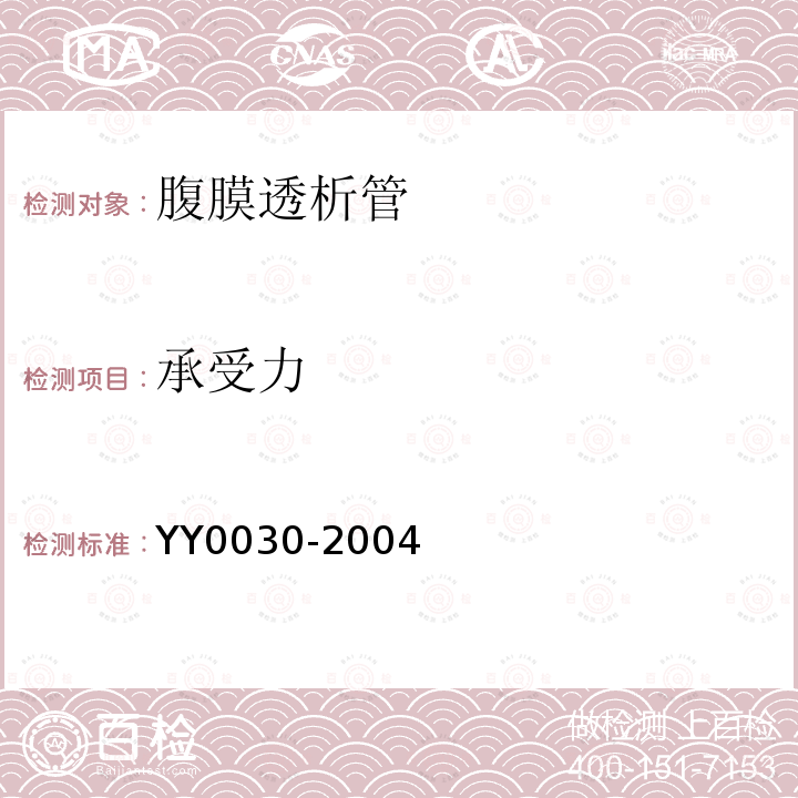承受力 YY/T 0030-2004 【强改推】腹膜透析管
