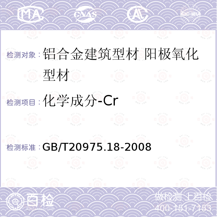 化学成分-Cr GB/T 20975.18-2008 铝及铝合金化学分析方法 第18部分:铬含量的测定