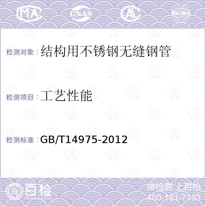 工艺性能 GB/T 14975-2012 结构用不锈钢无缝钢管