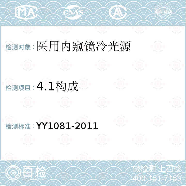 4.1构成 YY/T 1081-2011 【强改推】医用内窥镜 内窥镜功能供给装置 冷光源
