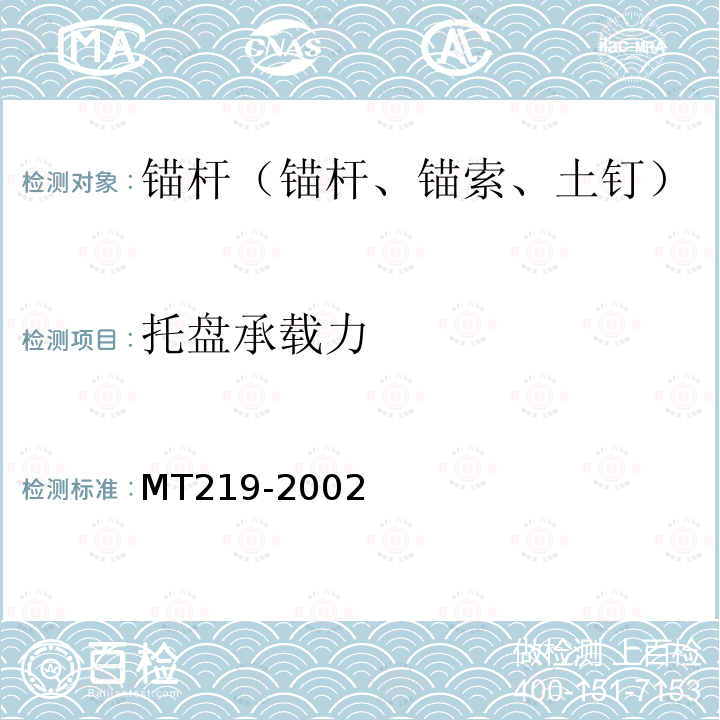 托盘承载力 MT/T 219-2002 【强改推】水泥锚杆 卷式锚固剂