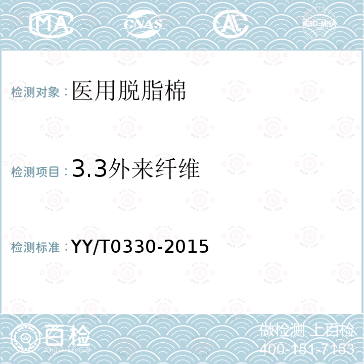 3.3外来纤维 YY/T 0330-2015 医用脱脂棉