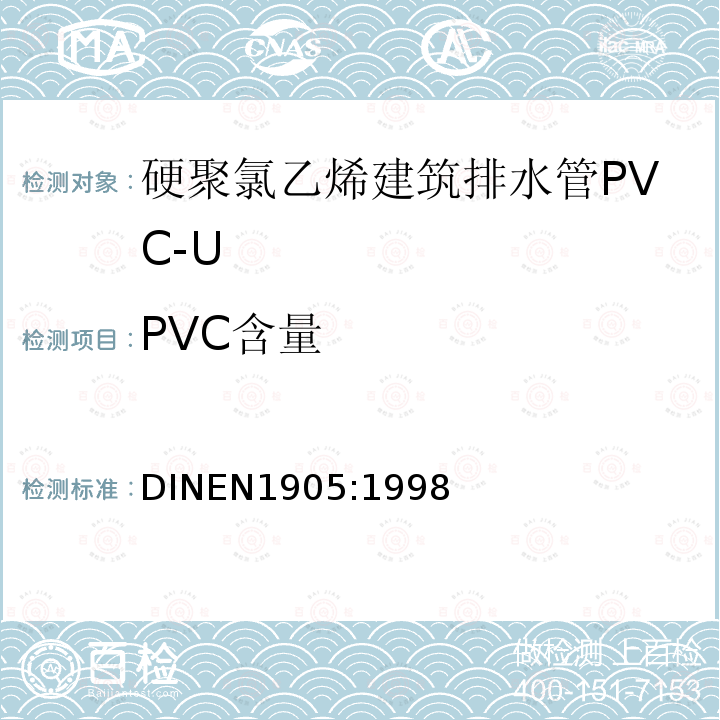PVC含量 未增塑的聚氯乙烯(PVC-U)管材、管连接件和材料，根据氯总含量评定聚氯乙烯含量的方法