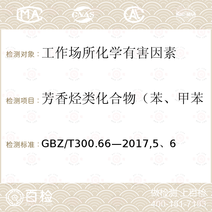 芳香烃类化合物（苯、甲苯、二甲苯、乙苯、苯乙烯） GBZ/T 300.116-2018 工作场所空气有毒物质测定 第116部分：对甲苯磺酸