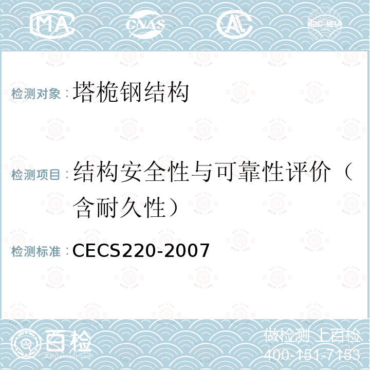 结构安全性与可靠性评价（含耐久性） 混凝土结构耐久性评定标准（附条文说明）