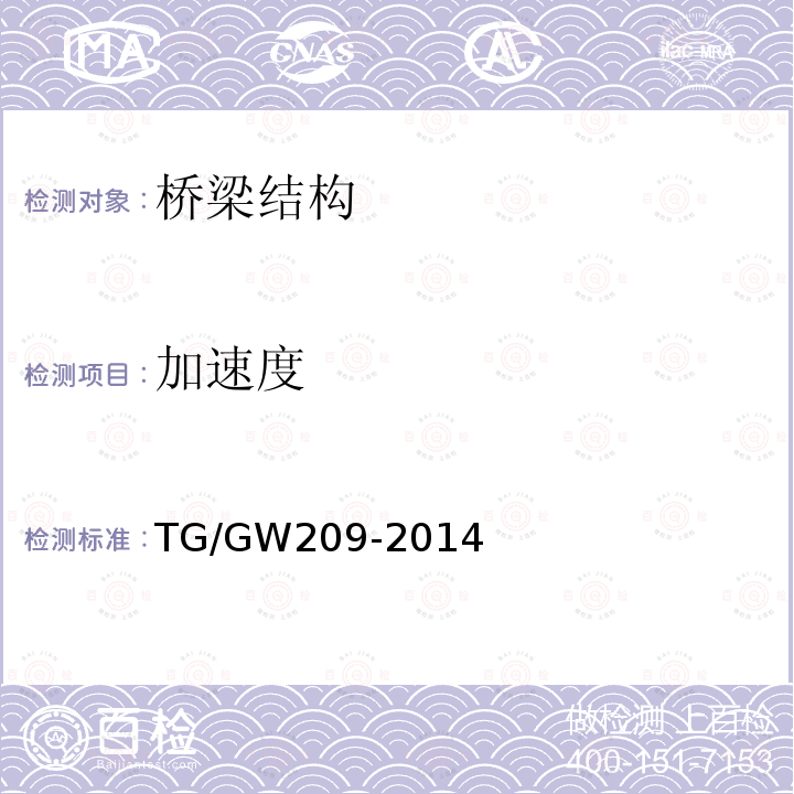 加速度 TG/GW209-2014 高速铁路桥梁运营性能检定规定(试行)