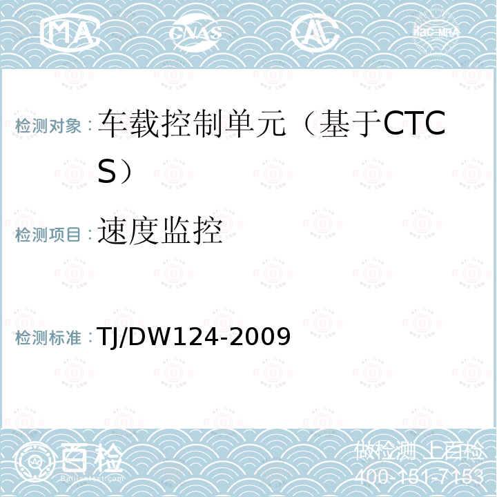 速度监控 TJ/DW124-2009 CTCS-3级列控系统测试案例（V3-0）