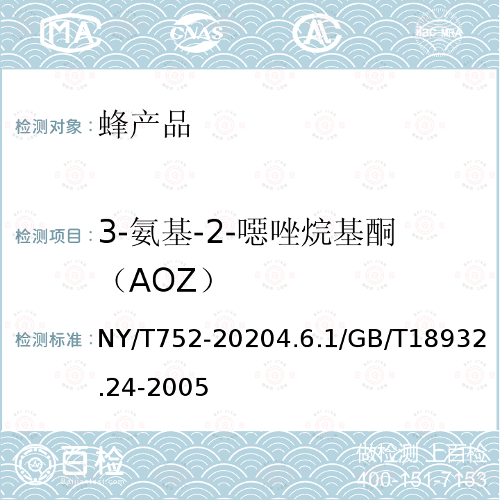 3-氨基-2-噁唑烷基酮（AOZ） NY/T 752-2020 绿色食品 蜂产品