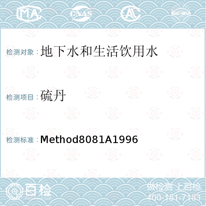 硫丹 Method8081A1996 美国国家环保局（U.S.EPA）气相色谱测定有机氯农药
