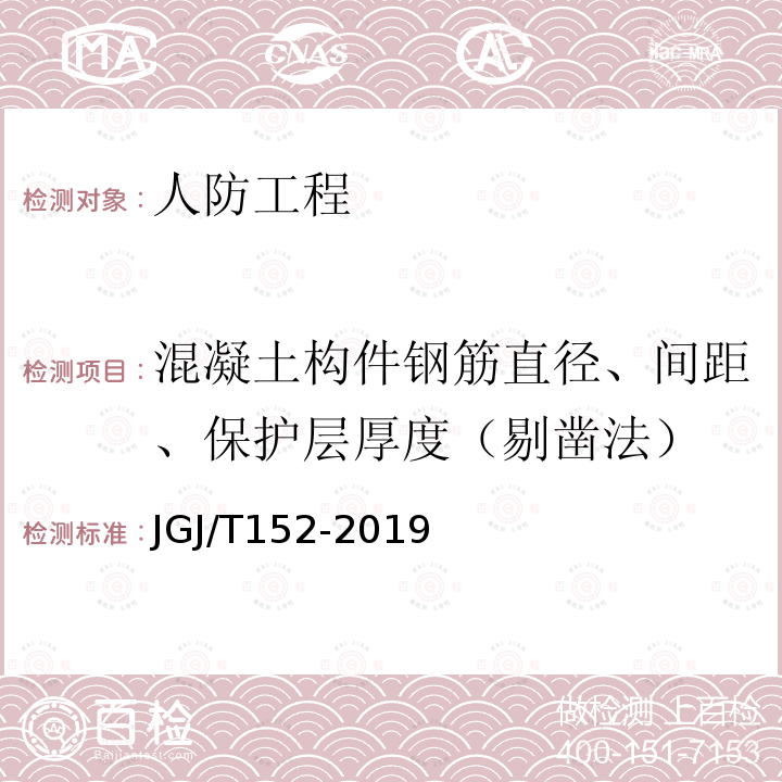 混凝土构件钢筋直径、间距、保护层厚度（剔凿法） 混凝土中钢筋检测技术标准