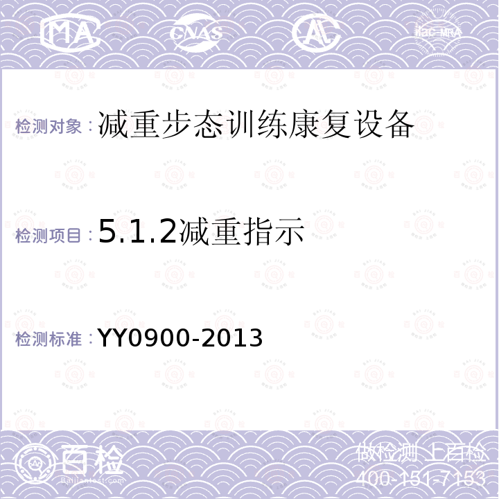 5.1.2减重指示 YY/T 0900-2013 【强改推】减重步行训练台