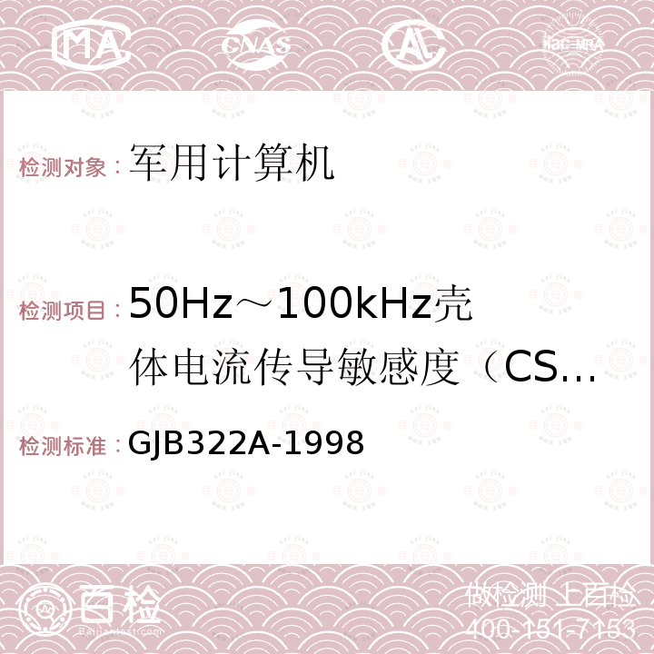 50Hz～100kHz壳体电流传导敏感度（CS109) 军用计算机通用规范