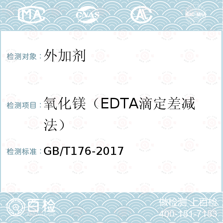 氧化镁（EDTA滴定差减法） GB/T 176-2017 水泥化学分析方法