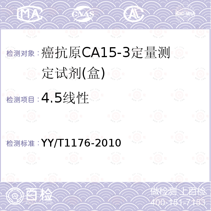 4.5线性 YY/T 1176-2010 癌抗原CA15-3定量测定试剂(盒)(化学发光免疫分析法)