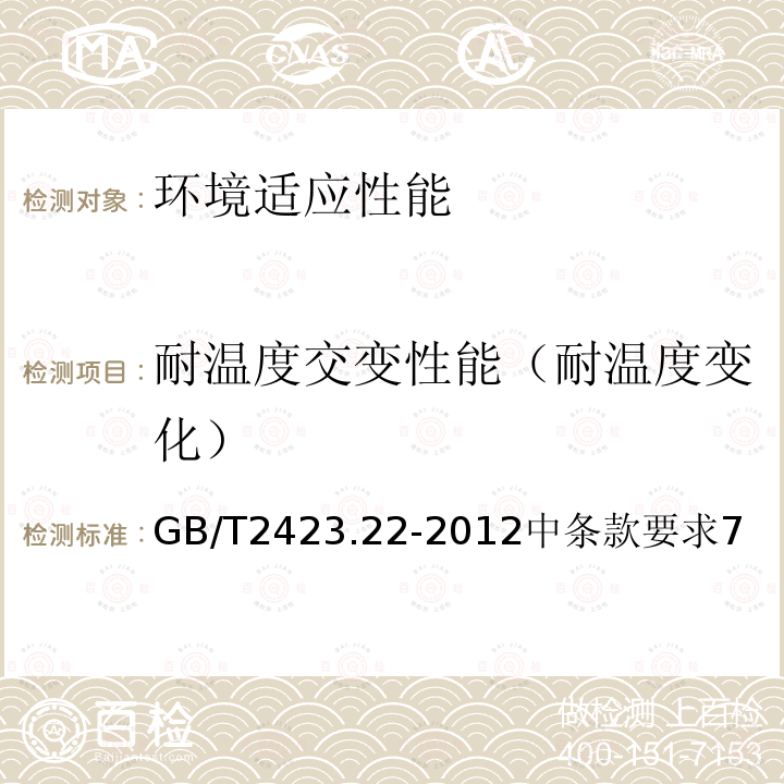 耐温度交变性能（耐温度变化） GB/T 32065.8-2020 海洋仪器环境试验方法 第8部分：温度变化试验