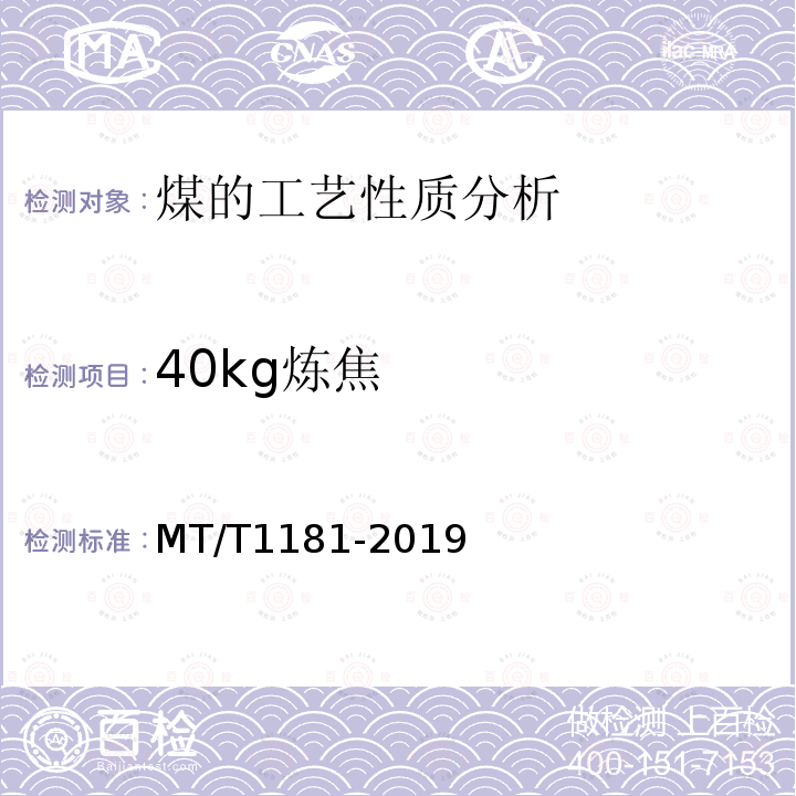 40kg炼焦 MT/T 1181-2019 炼焦煤炼焦试验方法