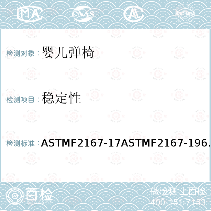 稳定性 ASTMF2167-17ASTMF2167-196.2 婴儿弹椅
