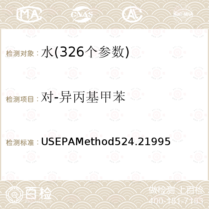 对-异丙基甲苯 USEPAMethod524.21995 气相色谱-质谱法测定挥发性有机化合物