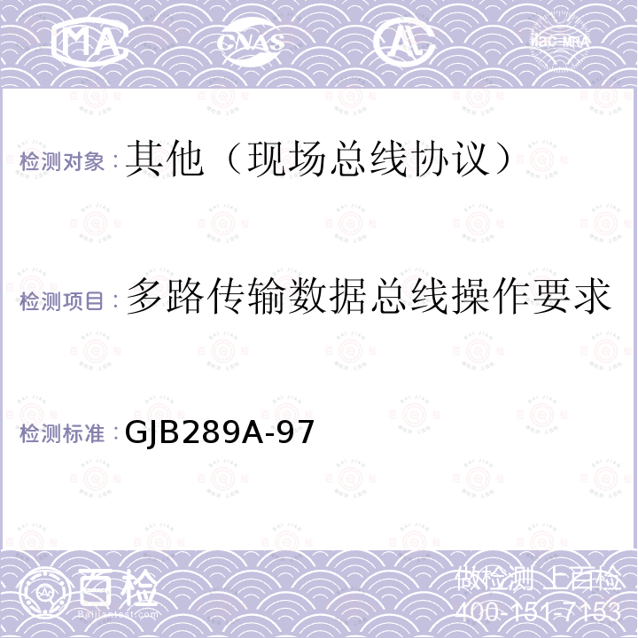 多路传输数据总线操作要求 数字式时分制指令/响应型多路传输数据总线