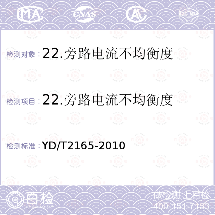 22.旁路电流不均衡度 YD/T 2165-2010 通信用模块化不间断电源