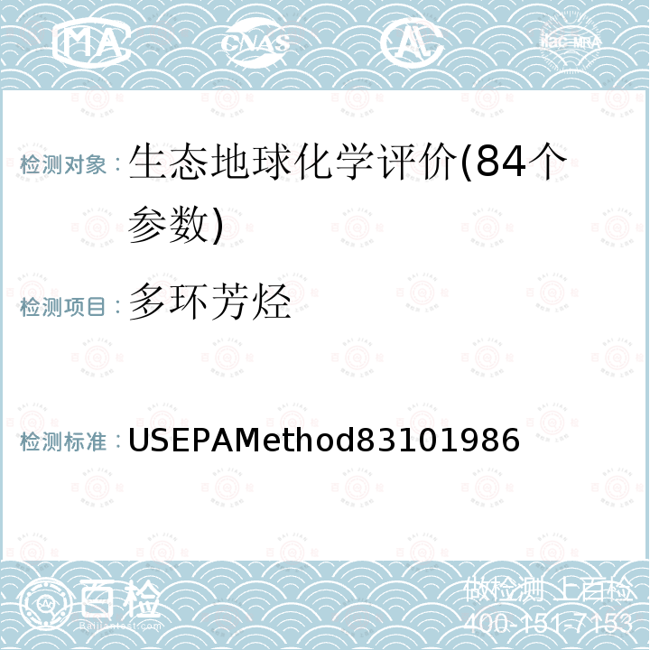 多环芳烃 EPAMETHOD 83101986 高效液相色谱法测定