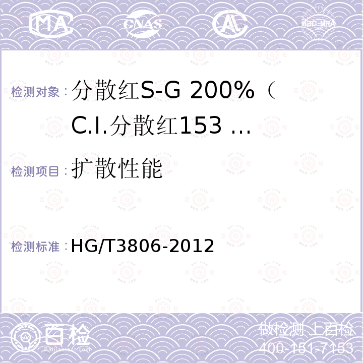 扩散性能 HG/T 3806-2012 分散红 S-G 200%(C.I.分散红 153 200%)