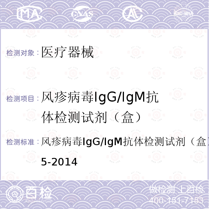 风疹病毒IgG/IgM抗体检测试剂（盒） YY/T 1235-2014 风疹病毒IgG/IgM抗体检测试剂(盒)