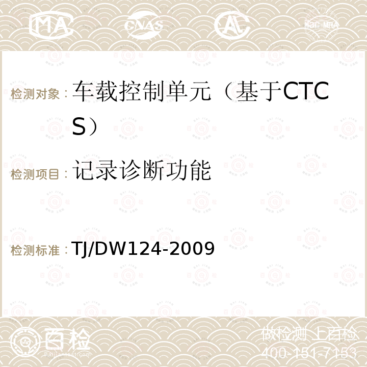 记录诊断功能 TJ/DW124-2009 CTCS-3级列控系统测试案例（V3-0）