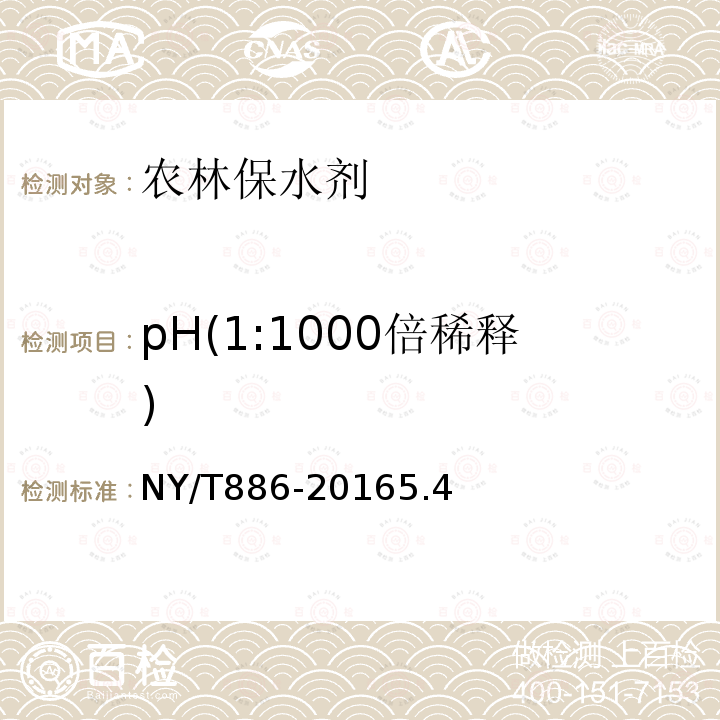 pH(1:1000倍稀释) NY/T 886-2022 农林保水剂