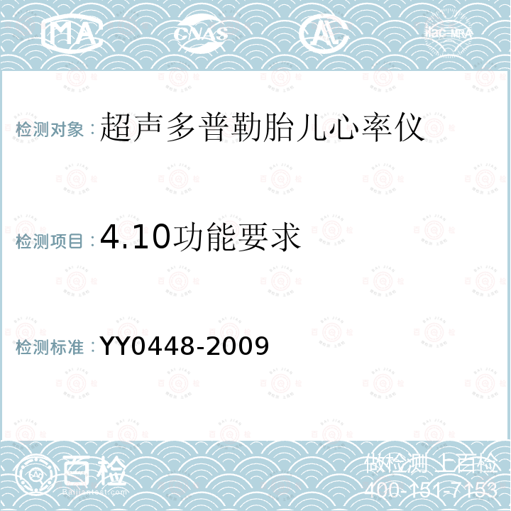 4.10功能要求 超声多普勒胎儿心率仪